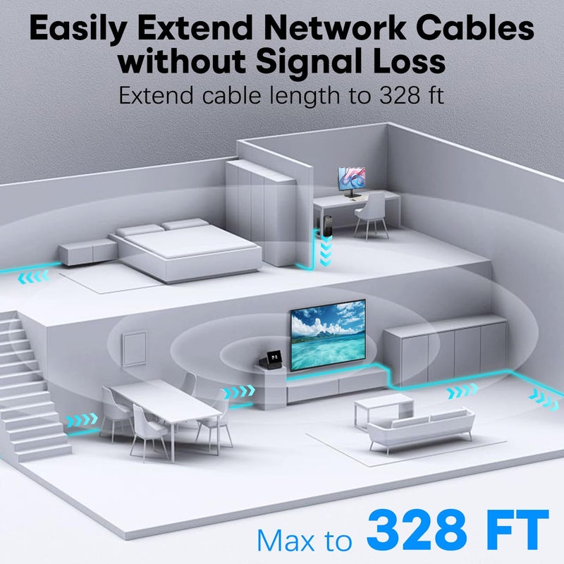 QINGLER موصل إيثرنت RJ45 Cat6 بسرعة 10Gbps مع دعم PoE، 3 عبوات موصلات إيثرنت Cat7 Cat6 Cat5e Cat5 أنثوي إلى أنثوي - Image 3